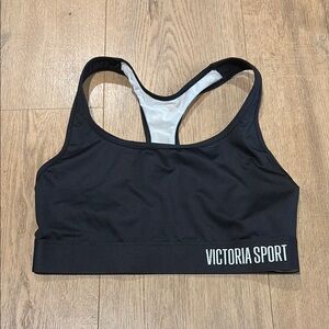 Victoria's Secret Black Sports Bra with Mesh Panels and Moisture-Wicking Fabric